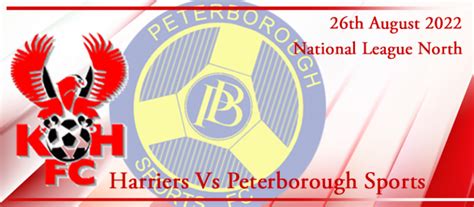 26-08-22. Match preview Vs Peterborough Sports - Harriers Online