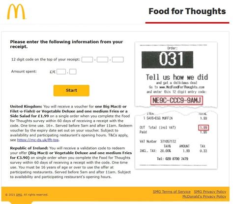 McDonald's Food for Thoughts Survey