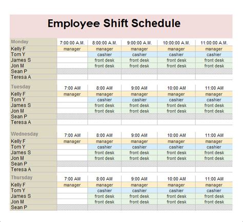 Monthly Employee Shift Schedule Template | task list templates