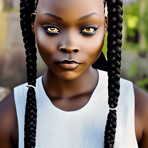 African Wednesday Addams Wearing Two Braids Graphic · Creative Fabrica