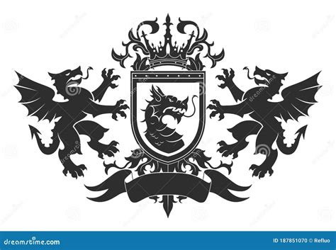 Coat of arms with dragons stock vector. Illustration of coat - 187851070