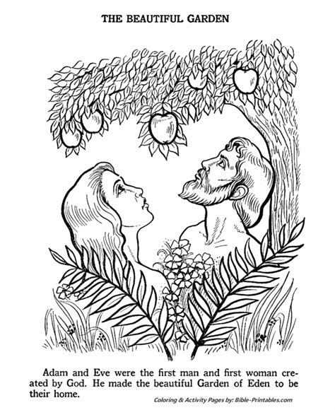 Adam and Eve in the Garden of Eden | Bible coloring pages, Bible coloring, Sunday school ...