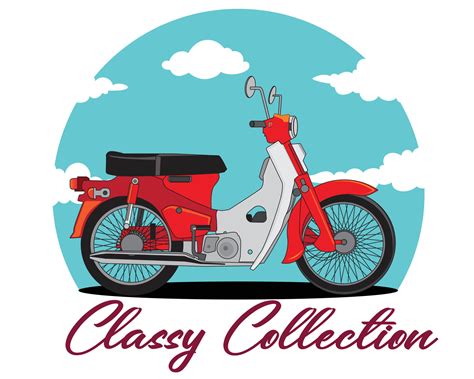 Classic vintage vehicle motorcycle illustration in cartoon style ...