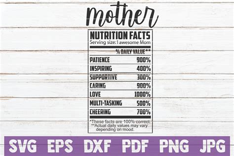 Mother Nutrition Facts Graphic by MintyMarshmallows · Creative Fabrica