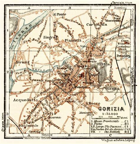 Old map of Gorizia (Görz) in 1929. Buy vintage map replica poster print or download picture