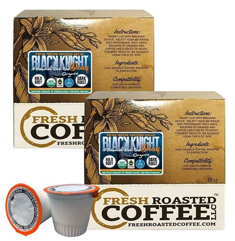 Fresh Roasted Coffee LLC, Swiss Water Decaf Organic Black Knight Coffee Pods, Dark Roast, Fair ...