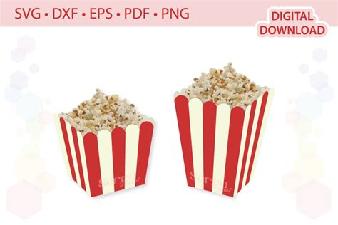 Popcorn Box templates .svg .dxf .eps .pdf .png (747522) | Paper Cutting | Design Bundles