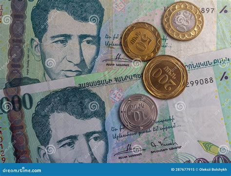 Armenian National Currency Dram Banknotes and Coins Stock Image - Image ...