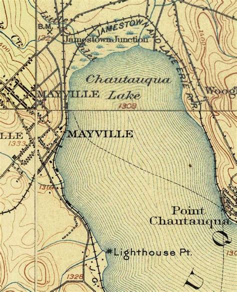 Chautauqua Lake 1904 USGS Old Topographic Map Custom - Etsy