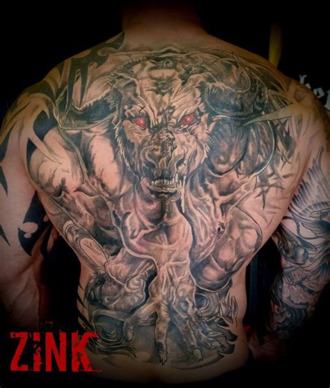 Minotaur on back Greek mythology #tattoo #tattoos #tattooart #tattooartist #tattooartist # ...