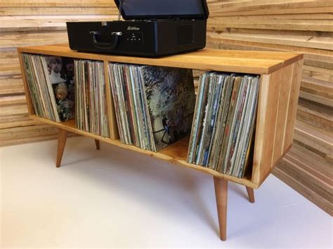 New mid century modern record player console turntable