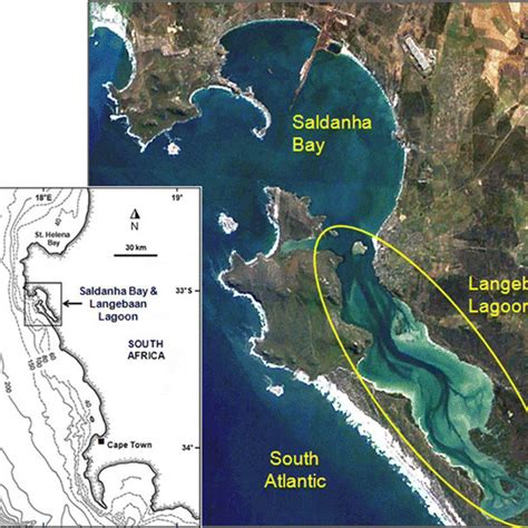 a Physiography of Langebaan Lagoon showing salt marshes, intertidal ...