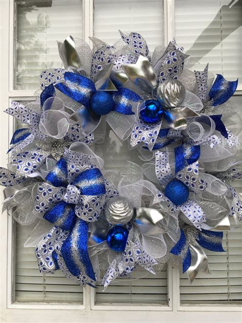 Blue Christmas Wreath Hanukkah Wreath Front Door Christmas | Etsy ...