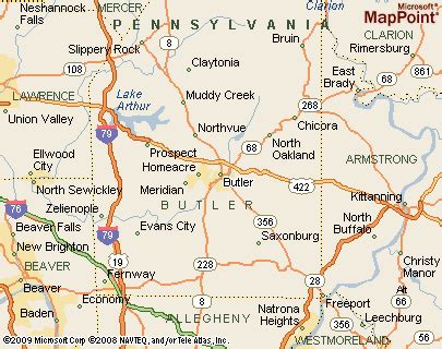 Butler, Pennsylvania Area Map & More