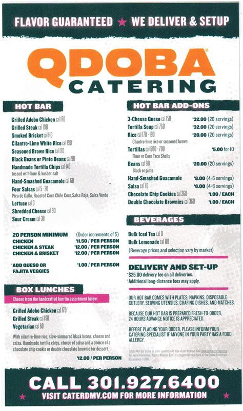 Qdoba Catering Menu Printable With Prices