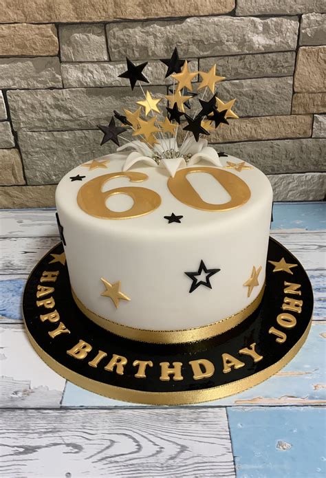 Gold/white/black 60th Birthday cake in 2024 | 60th birthday cakes, Birthday cakes for men, 60th ...