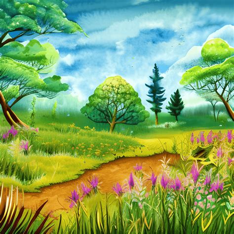 Watercolour Meadow Painting · Creative Fabrica