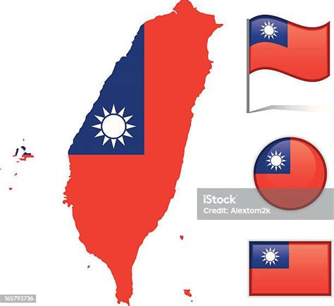 Taiwan Map Flag Stock Illustration - Download Image Now - Cut Out, Flag ...