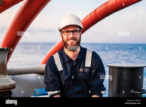 Deck Officer on deck of offshore vessel or ship Stock Photo - Alamy