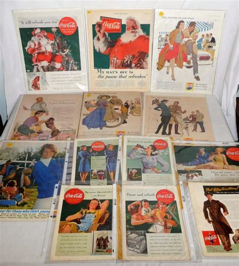 Lot - Vintage Lot of 13 Misc. Coca-Cola & Pepsi Advertisements 1931-1961