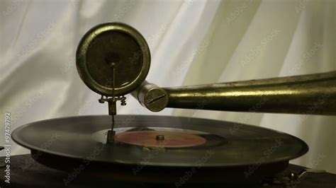 Vintage gramophone plays a record Stock Video | Adobe Stock