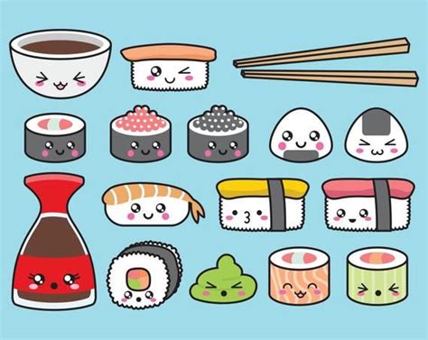 Premium Vector Clipart Kawaii Sushi Clipart Kawaii Sushi | Etsy Griffonnages Kawaii, Kawaii Food ...