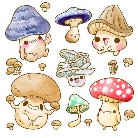 cute mushroom vector set illustration, mushroom watercolor 3344803 Vector Art at Vecteezy