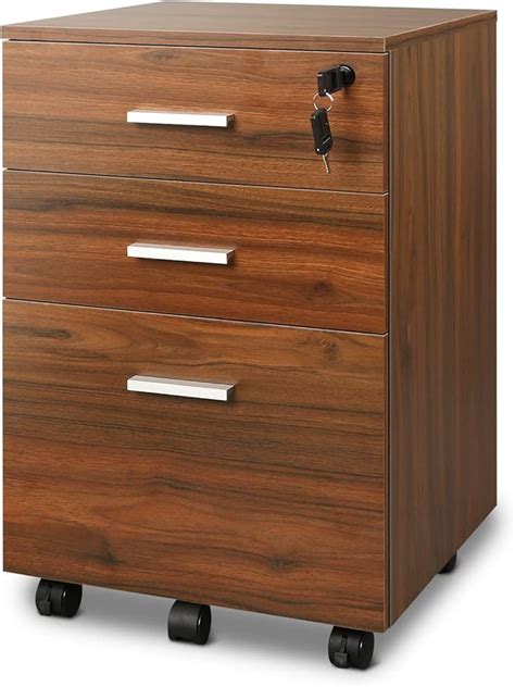 DEVAISE Fully Assembled Mobile Wood Filing Cabinet/File Cabinet with 3 ...