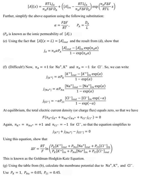 Nernst Equation Membrane potential of neurons In the | Chegg.com