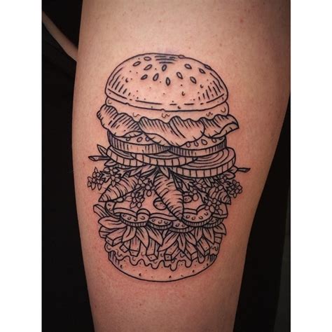 Black and grey hamburger tattoo - Tattoogrid.net