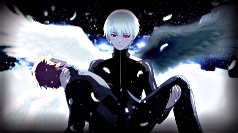 Download Tokyo Ghoul Characters Black White Wings Wallpaper | Wallpapers.com