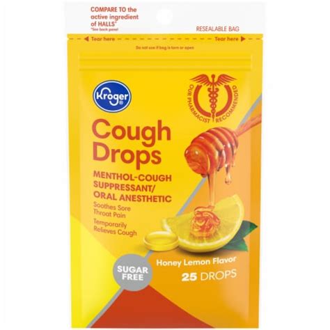 Kroger® Honey Lemon Sugar Free Cough Drops, 25 ct - Kroger