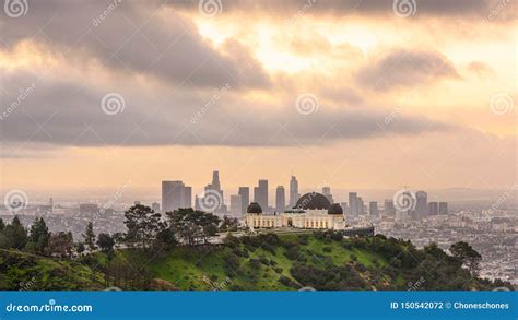 Griffith Observatory and Los Angeles at Sunrise Stock Photo - Image of park, building: 150542072