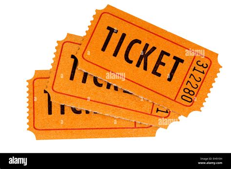 Three orange raffle tickets isolated on a white background Stock Photo - Alamy