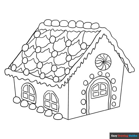 Gingerbread House Coloring Page | Easy Drawing Guides