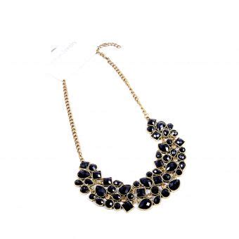 Chunky Necklace with Crystal Stone – Black – Geeky.lk