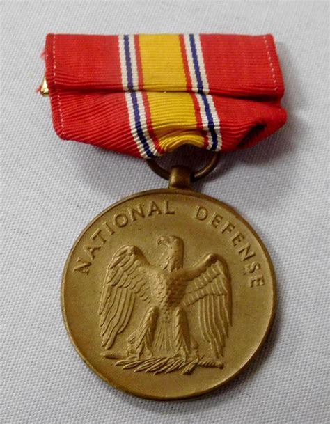 Lot - Vintage Original WWII US National Defense Service Medal And Ribbon