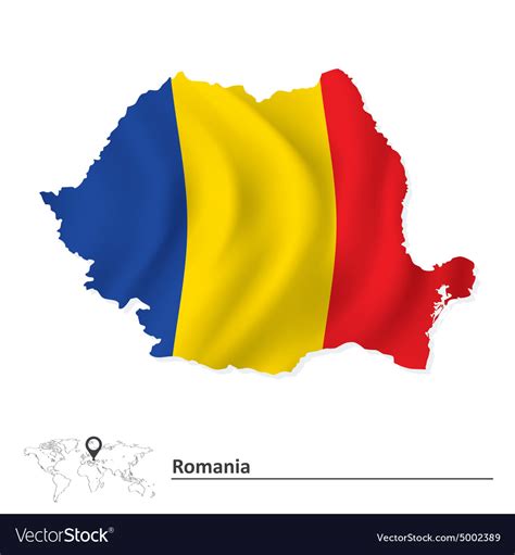 Map of romania with flag Royalty Free Vector Image