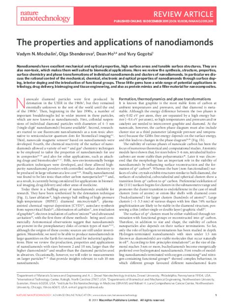 (PDF) The properties and applications of nanodiamonds | Yury Gogotsi - Academia.edu