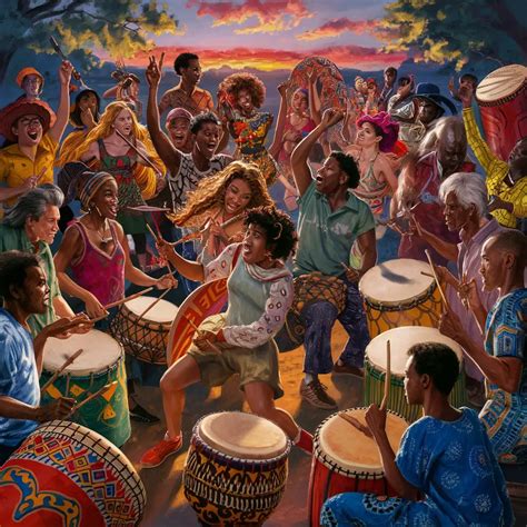 Vibrant African Drum Circle with Traditional Music and Dancing | AI ...