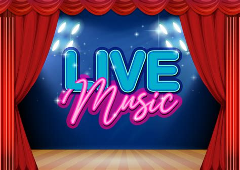 Live Music Banner with Stage Red Curtains 4442831 Vector Art at Vecteezy