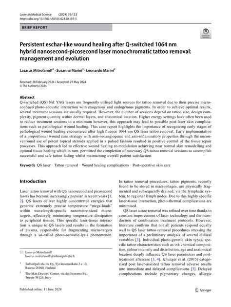 (PDF) Persistent eschar-like wound healing after Q-switched 1064 nm hybrid nanosecond-picosecond ...