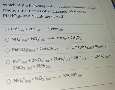 Solved Which of the following is the net ionic equation for | Chegg.com