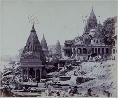 Benares Monkey Temple on the edge of the Ganges, photo Samuel Bourne ...