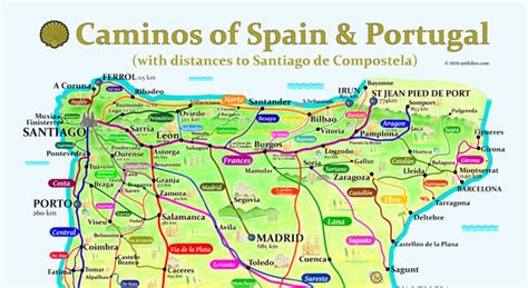 Camino de Santiago Map of Spain and Portugal