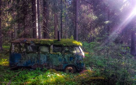 Abandoned VW bus that was once someone's home, deep in the forests of Norway.... | Rebrn.com