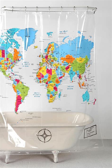 World Map Shower Curtain - I swear I would be a million times better at ...