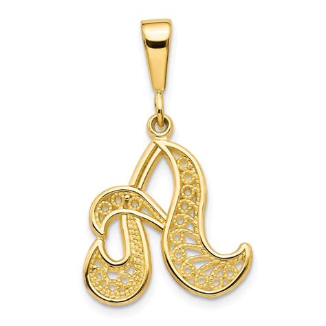 14k Yellow Gold Initial Charm - Measures 28.1x16.2mm - Initial Options: A B C D E F G H J K L M ...