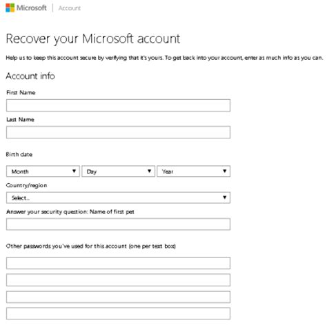 How to answer the Online recovery form to recover my account? - Microsoft Community