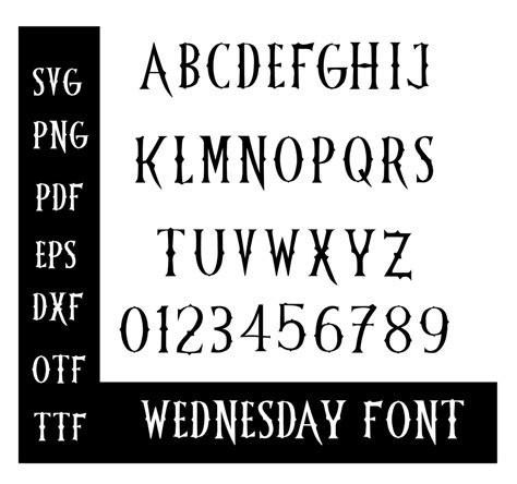 Wednesday Addams OTF TTF Wednesday Alphabet Uppercase - Etsy